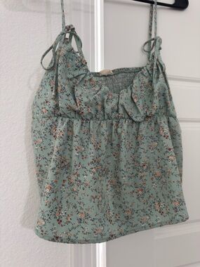 La Hearts Sage Green Floral Tie-Strap Cami
